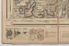Rare Antique linen fabric backed French Map of Clamecy, dated 1845
