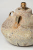 Beautiful Barnacled terracotta jar lamp with natural linen shade
