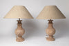 Handcrafted wooden table lamps with linen empire lampshades