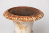 Pair small antique french cast iron urns with original paint