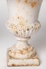 Pair small antique french cast iron urns with original paint