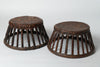 Pair antique chinese rattan and bamboo low stools