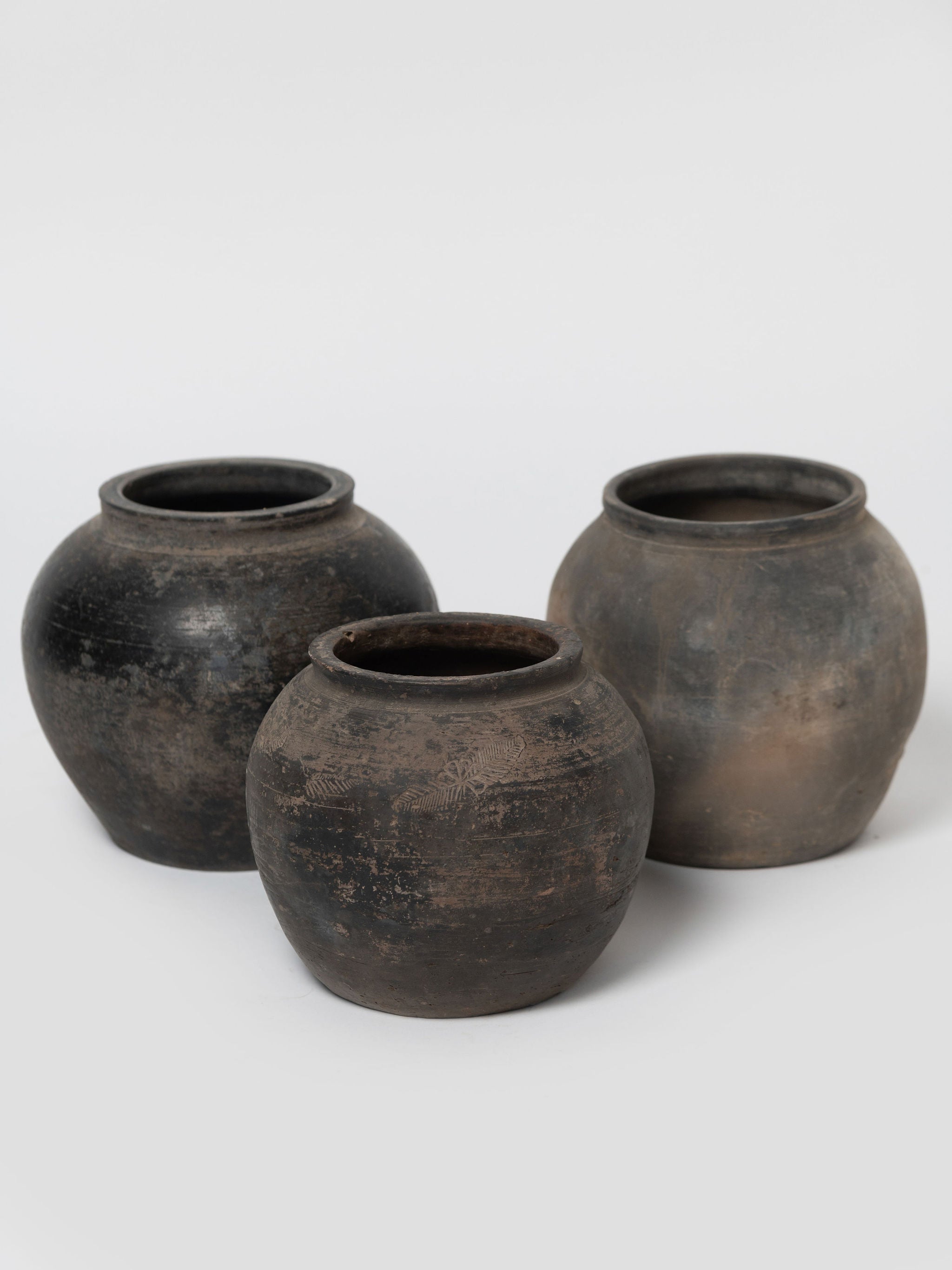 black clay planter pots Vintage Chinese black clay pots, small size – Decorative Antiques UK