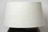 Beautiful large black grey pottery jar lamp with ivory white boucle fabric lampshade
