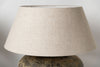 Beautiful large Barnacled textured jar lamps with natural linen shades