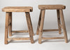 Rare vintage chinese elm stools with shaped seat tops