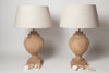 Beautiful large wooden table lamps with natural linen shades