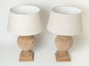 Beautiful wooden table lamps with natural linen shades