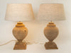 Beautiful wooden table lamps with natural linen shades