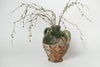 Antique French Provencal oil terracotta jug with green glaze and hand painted decorations