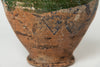 Antique French Provencal oil terracotta jug with green glaze and hand painted decorations
