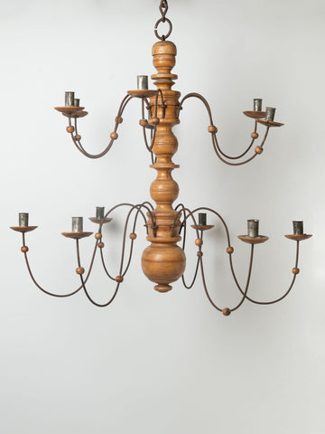 Antique 18th Century Swedish Wooden Provincial Chandelier
