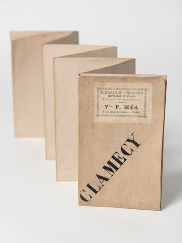 Rare Antique linen fabric backed French Map of Clamecy, dated 1845