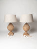 Beautiful large wooden table lamps with natural linen shades
