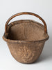 Antique chinese hand woven basket with bamboo handle