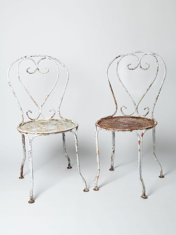 Pair of 19th Century French wrought iron garden chairs