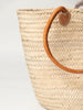Moroccan Palm leaf shopping baskets with leather handles, two sizes