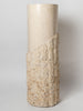 Post Modern Round Tessellated stone pedestal and matching table lamp with linen shade