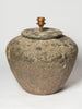 Beautiful large Barnacled textured jar lamp with natural linen shade