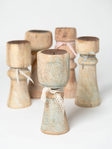 Vintage Wooden Balustrade pricket candleholders