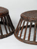 Pair antique chinese rattan and bamboo low stools