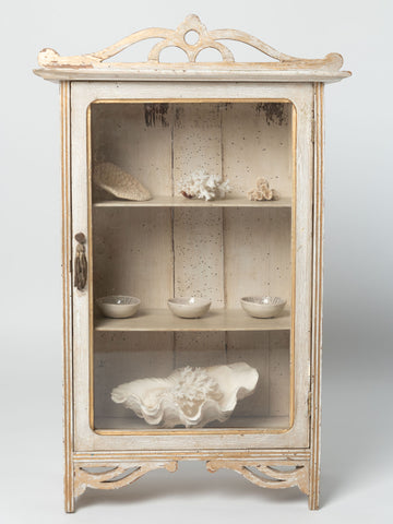 Antique French glazed wall cabinet