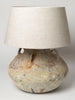 Beautiful Barnacled terracotta jar lamp with natural linen shade