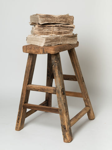 Rustic chinese elm stool, gnarly wood