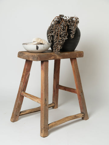 Rustic chinese elm stool