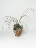 Antique French Provencal oil terracotta jug with green glaze and hand painted decorations