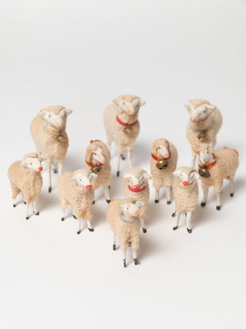 Rare collection antique German Putz sheep