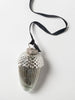Beautiful large mercury glass style acorn decorations 13cm, black velvet ribbon