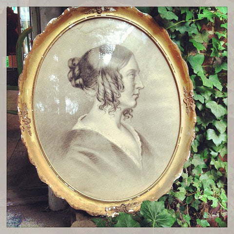 Victorian Pencil Drawing Framed Picture of a Lady - Decorative Antiques UK - 1