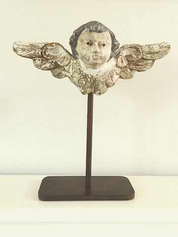 Rare 19th Century Italian Cherub Fragment mounted on steel stand - Decorative Antiques UK  - 1
