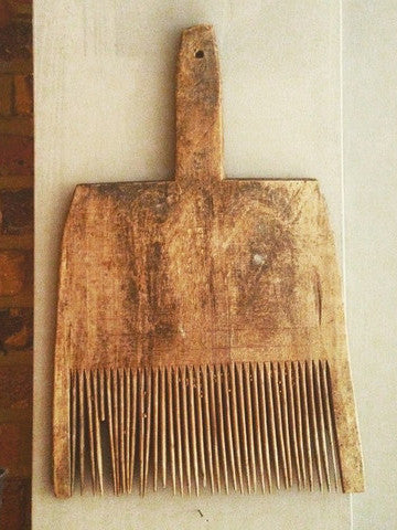 Antique 19th Century Country Primitive Wooden Wool Carding Comb - Decorative Antiques UK  - 1