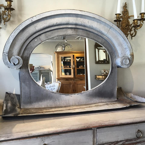 Gorgeous Antique Zinc "Bulls Eye"/Oeil de bouef Mirror - Decorative Antiques UK  - 1