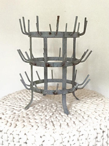 Vintage French Galvanised Bottle Dryer/Display tree - Decorative Antiques UK - 1