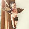 Vintage Wooden Handpainted Cherub Putti - Decorative Antiques UK - 1