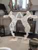 Gorgeous Pair Aged Metal Boxing Hares on Stands - Decorative Antiques UK - 3