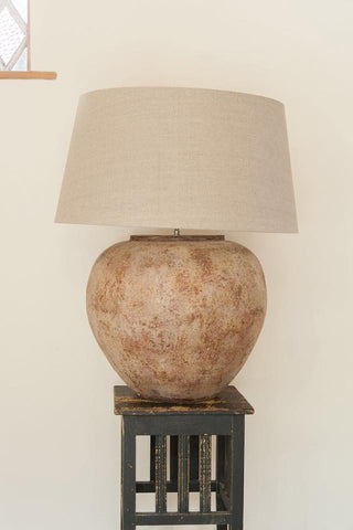 Pair of Large Terracotta Table Lamps with Linen Shades - Decorative Antiques UK  - 1