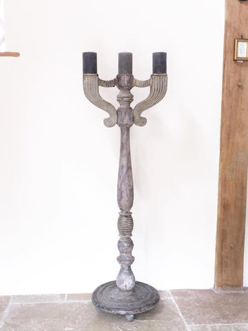 Antique French Wooden Standing Candelabra with original paint - Decorative Antiques UK - 1