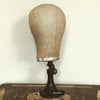 Vintage Cloth Covered Milliner's Wig Head on Original Stand - Decorative Antiques UK  - 1