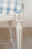 Pair Vintage French Dining chairs with blue and white checked upholstery - Decorative Antiques UK  - 6