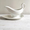 Vintage French White Porcelain china gravy boat on stand - Decorative Antiques UK  - 2