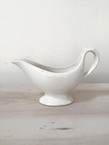 Vintage Dutch White Ironstone Gravy Boat - Decorative Antiques UK - 1