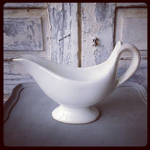 Vintage Dutch White Porcelain China Gravy Boat - Decorative Antiques UK  - 1