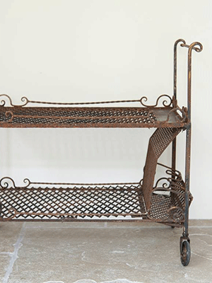 Rare Mid Century Cast Iron Drinks Trolley - Decorative Antiques UK  - 2
