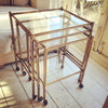 Beautiful Mid Century Italian Brass and Glass nesting tables on castors - Decorative Antiques UK  - 3