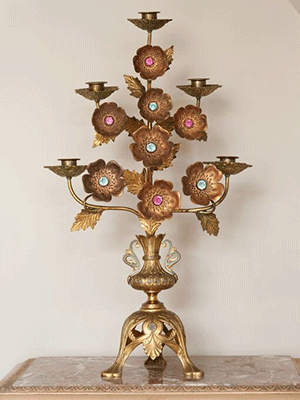 Beautiful Antique French 5 arm Jewelled Candelabra - Decorative Antiques UK  - 1