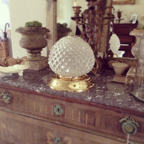 Gorgeous Mid Century Glass Pineapple and Brass Ceiling Light - Decorative Antiques UK  - 1